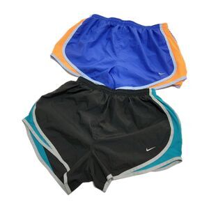 Nike Lot of 2 Dry Fit Running Shorts Grey/Blue Orange/Blue Gym Athletic SZ M
